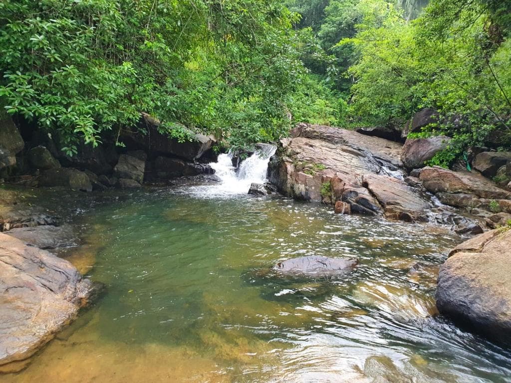 Riverside waterfall at PowerHouse Resort